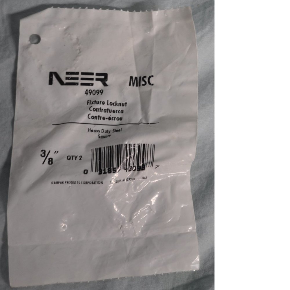 3 for $36 NEER 49099 fixture locknut 3/8" heavy duty steel x2 NIP unopened (45)